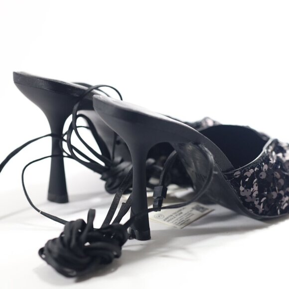 Zara Sequins lace up heeled shoes - Picture 5 of 6